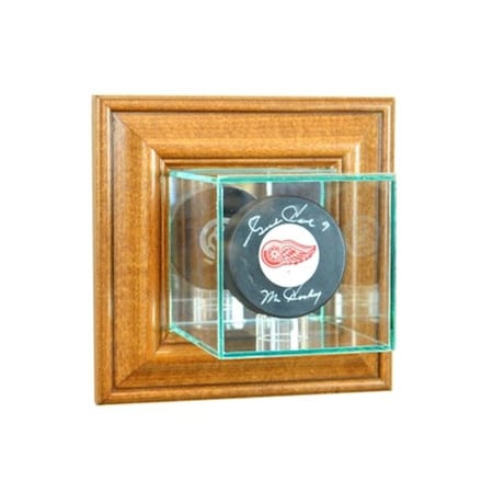 Perfect Cases Perfect Cases WMPUC-W Wall Mounted Single Puck Display Case; Walnut WMPUC-W